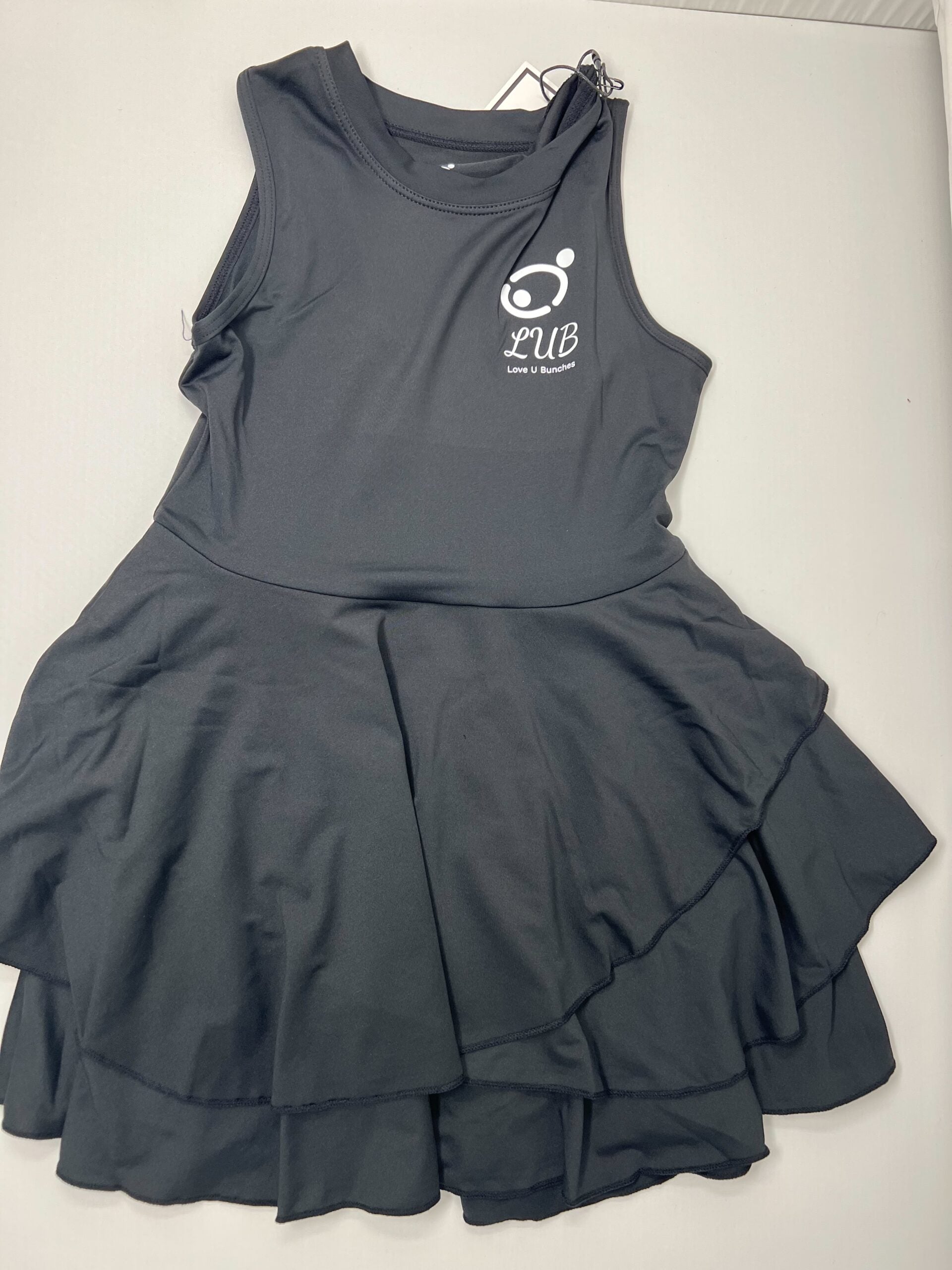 Stretchy and flexible tennis dress by Love U Bunches in Black, designed for maximum movement.