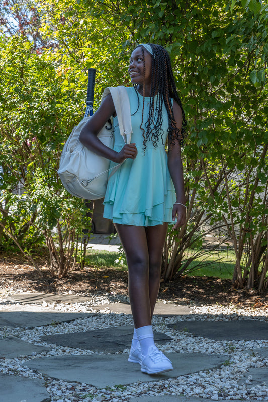 Green Glide Girls’ Tennis Dress – Growth, Grace & Fresh Momentum