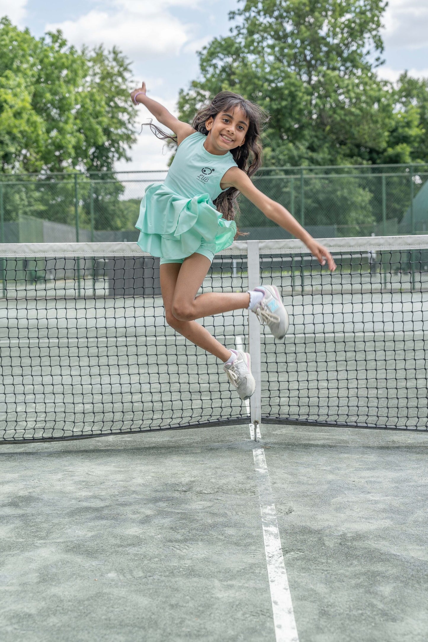 Customized fit Love U Bunches tennis dress in Green, tailored for the perfect fit for your child