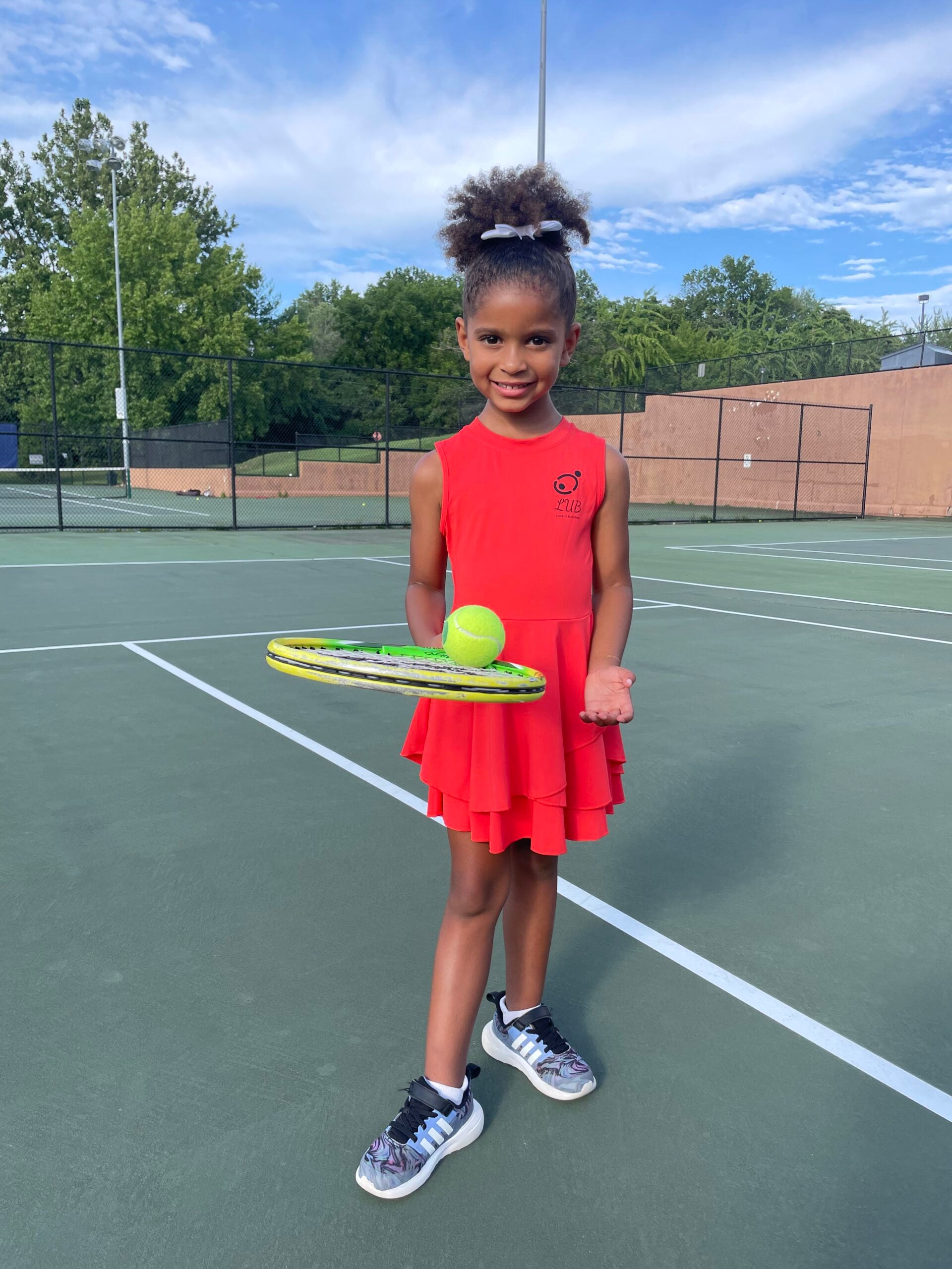 Display of Love U Bunches’ latest tennis dress collection for young athletes.