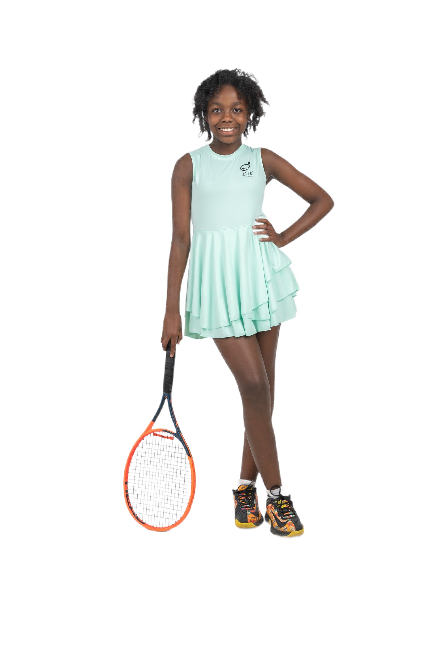 Customized fit Love U Bunches tennis dress in Green, tailored for the perfect fit for your child