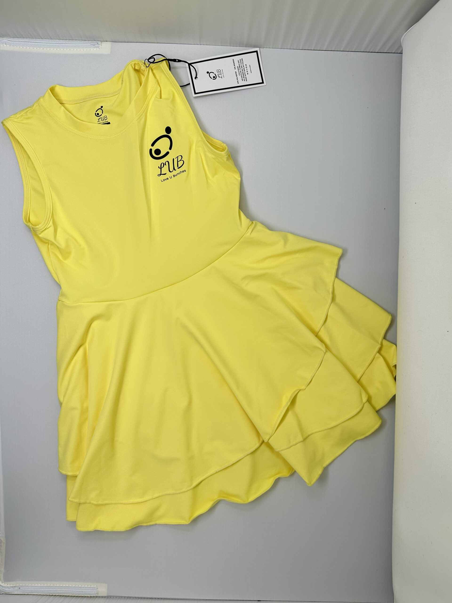 Soft cotton Love U Bunches tennis dress in lavender, designed for sensitive skin.